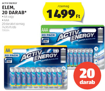 ALDI ACTIV ENERGY ELEM, 20 db ajánlat