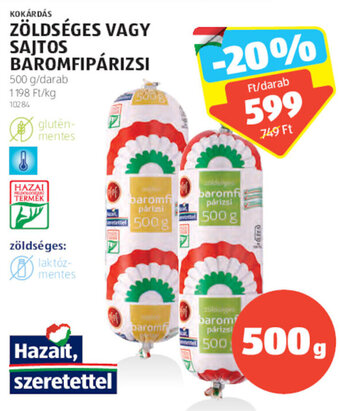 ALDI KOKÁRDÁS ZÖLDSÉGES VAGY SAJTOS BAROMFIPÁRIZSI 500 g ajánlat