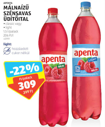 ALDI APENTA MÁLNAÍZŰ SZÉNSAVAS ÜDÍTŐITAL 1,5 l ajánlat