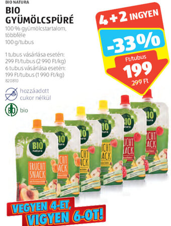 ALDI BIO NATURA BIO GYÜMÖLCSPÜRÉ 100 g ajánlat