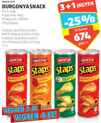 ALDI SNACK FUN BURGONYASNACK 175 g ajánlat