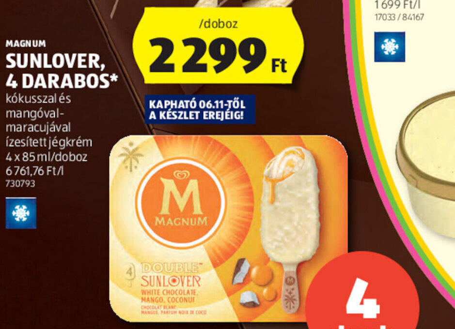 ALDI MAGNUM SUNLOVER, 4 x 85 ml ajánlat
