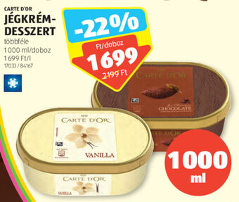 CARTE D'OR JÉGKRÉM- DESSZERT 1000 ml
