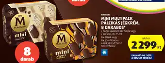 ALDI MAGNUM MINI MULTIPACK PÁLCIKÁS JÉGKRÉM, 8 x 55 / 8 x 60 ml ajánlat