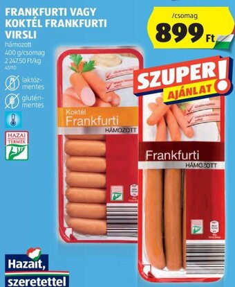 ALDI FRANKFURTI VAGY KOKTÉL FRANKFURTI VIRSLI 400 g ajánlat