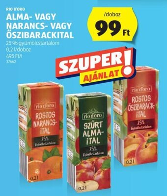 ALDI RIO D'ORO ALMA-VAGY NARANCS-VAGY ŐSZIBARACKITAL 0,2 l ajánlat