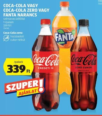 ALDI COCA-COLA VAGY COCA-COLA ZERO VAGY FANTA NARANCS 1 l ajánlat