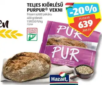ALDI TELJES KIÖRLÉSŰ PURPUR® VEKNI 400 g ajánlat