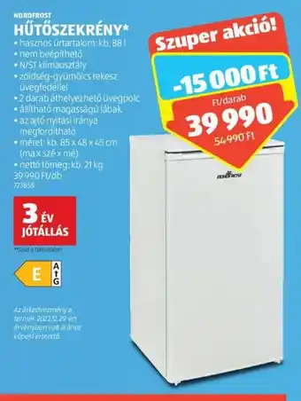 NORDFROST HŰTŐSZEKRÉNY 1 db