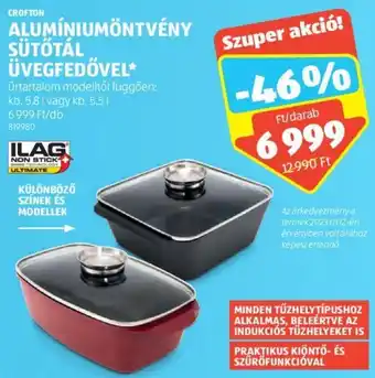 ALDI CROFTON ALUMÍNIUMÖNTVÉNY SÜTŐTÁL ÜVEGFEDŐVEL 1 db ajánlat