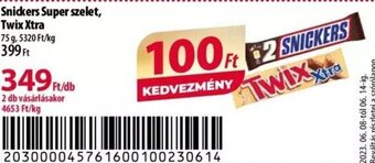 Snickers Super szelet, Twix Xtra 75 g