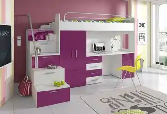 Expedo Bútor Gyerek emeletes ágy darcy ivs color, 80x200, univerzális elhelyezés, fehér /magasfényű lila ajánlat