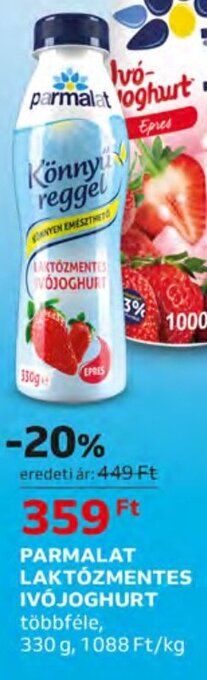 Auchan PARMALAT LAKTÓZMENTES IVÓJOGHURT 330 g ajánlat