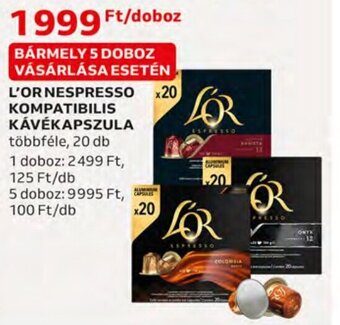 Auchan L'OR NESPRESSO KOMPATIBILIS KÁVÉKAPSZULA 20 db ajánlat