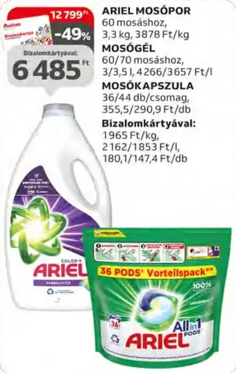 ARIEL MOSÓPOR 3,3 kg / MOSÓGÉL 3/3,5 l / MOSÓKAPSZULA 36/44 db