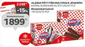 Auchan ALGIDA PÖTTYÖS MULTIPACK JÉGKRÉM 6 x 40 / 4 x 90 ml ajánlat
