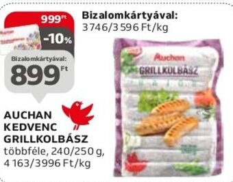 Auchan AUCHAN KEDVENC GRILLKOLBÁSZ 240 / 250 g ajánlat