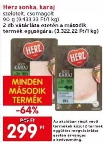 Spar Herz sonka, karaj 90 g ajánlat