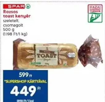 Spar SPAR Rozsos toast kenyér 500 g ajánlat