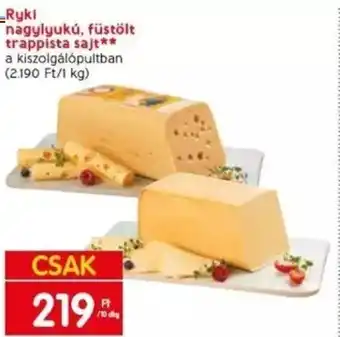 Spar Ryki nagylyukú, füstölt trappista sajt 10 dkg ajánlat