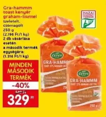 Spar Gra-hammm toast kenyér graham-liszttel 250 g ajánlat