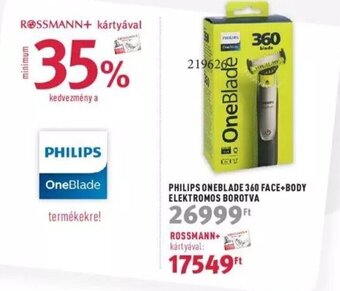 Rossmann PHILIPS ONEBLADE 360 FACE+BODY ELEKTROMOS BOROTVA 1 db ajánlat