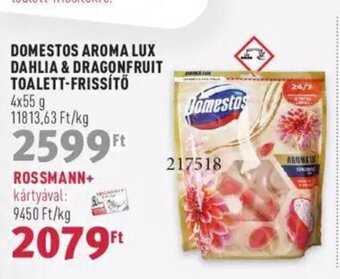 Rossmann DOMESTOS AROMA LUX DAHLIA & DRAGONFRUIT TOALETT-FRISSÍTŐ 4 x 55 g ajánlat