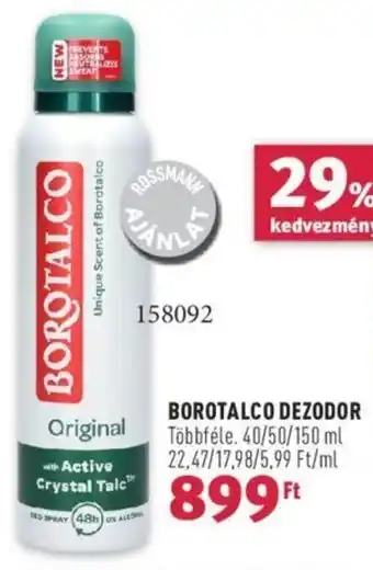 Rossmann BOROTALCO DEZODOR 40 / 50 / 150 ml ajánlat