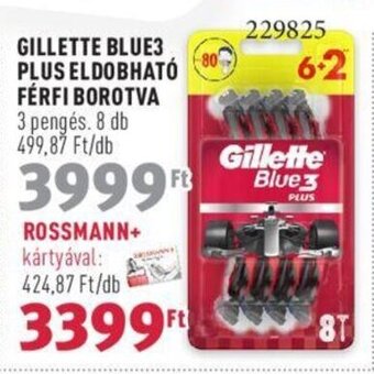Rossmann GILLETTE BLUE3 PLUS ELDOBHATÓ FÉRFI BOROTVA 8 db ajánlat