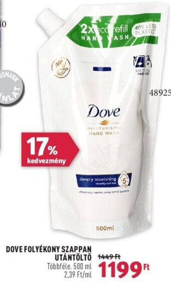Rossmann DOVE FOLYÉKONY SZAPPAN UTÁNTÖLTŐ 500 ml ajánlat