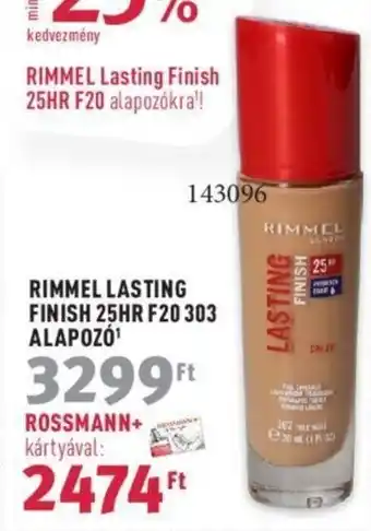 Rossmann RIMMEL LASTING FINISH 25HR F20 303 ALAPOZÓ 1 db ajánlat