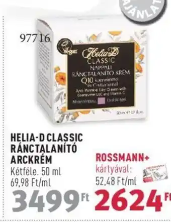 Rossmann HELIA-D CLASSIC RÁNCTALANÍTÓ ARCKRÉM 50 ml ajánlat