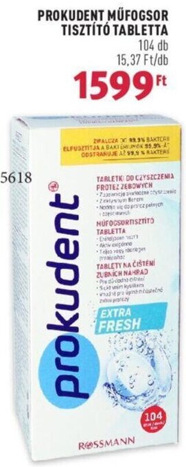 Rossmann PROKUDENT MŰFOGSOR TISZTÍTÓ TABLETTA 104 db ajánlat