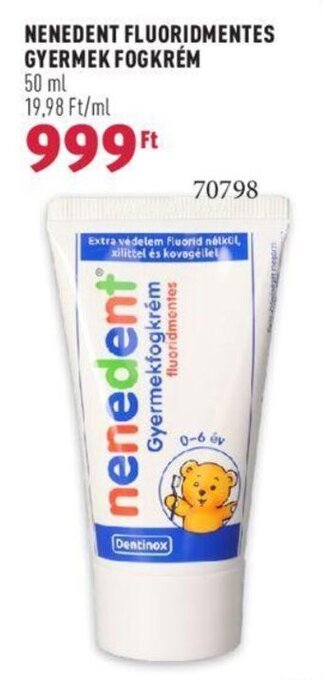 Rossmann NENEDENT FLUORIDMENTES GYERMEK FOGKRÉM 50 ml ajánlat