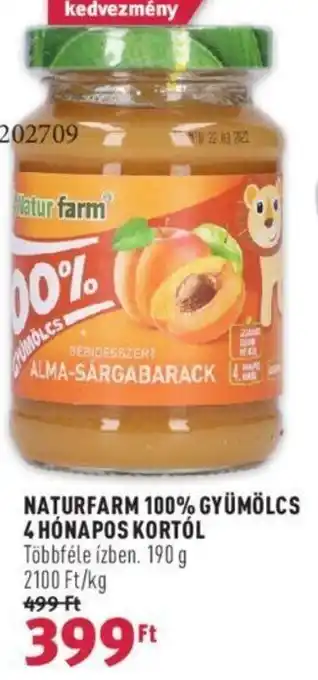 NATURFARM 100% GYÜMÖLCS 4 HÓNAPOS KORTÓL 190 g