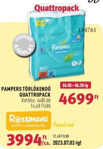 PAMPERS TÖRLŐKENDŐ QUATTROPACK 4 x 80 db