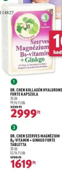 Rossmann DR. CHEN SZERVES MAGNÉZIUM B6-VITAMIN + GINKGO FORTE TABLETTA 30 db ajánlat