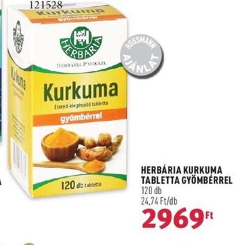 HERBÁRIA KURKUMA TABLETTA GYÖMBÉRREL 120 db