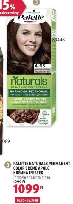 PALETTE NATURALS PERMANENT COLOR CREME ÁPOLÓ KRÉMHAJFESTÉK 1 db