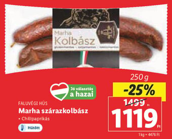 Lidl FALUVÉGI HÚS Marha szárazkolbász 250 g ajánlat