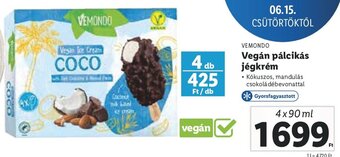 Lidl VEMONDO Vegán pálcikás jégkrém 4 x 90 ml ajánlat