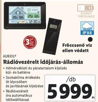 Lidl AURIOL Rádióvezérelt időjárás-állomás 1 db ajánlat
