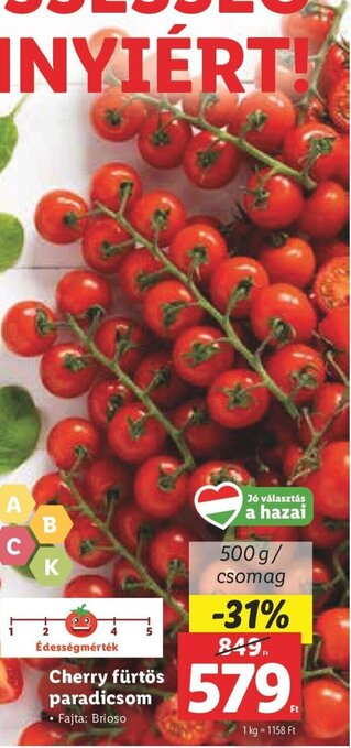 Lidl Cherry fürtös paradicsom 500 g ajánlat