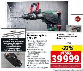 Lidl PARKSIDE Bontókalapács, 1700 W 1 db ajánlat