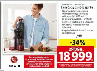 SILVERCREST KITCHEN TOOLS Lassú gyümölcsprés 1 db