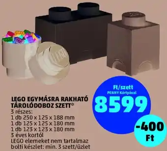 PENNY LEGO EGYMÁSRA RAKHATÓ TÁROLÓDOBOZ SZETT ajánlat