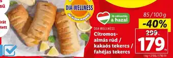 Lidl DIA-WELLNESS Citromos- almás rúd / kakaós tekercs stb. 85 / 100 g ajánlat