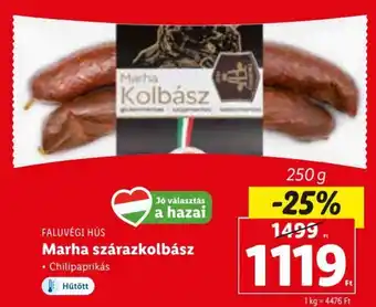 Lidl FALUVÉGI HÚS Marha szárazkolbász 250 g ajánlat