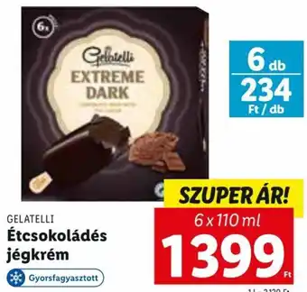 Lidl GELATELLI Étcsokoládés jégkrém 6 x 110 ml ajánlat