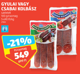 ALDI GYULAI VAGY CSABAI KOLBÁSZ 100 g ajánlat